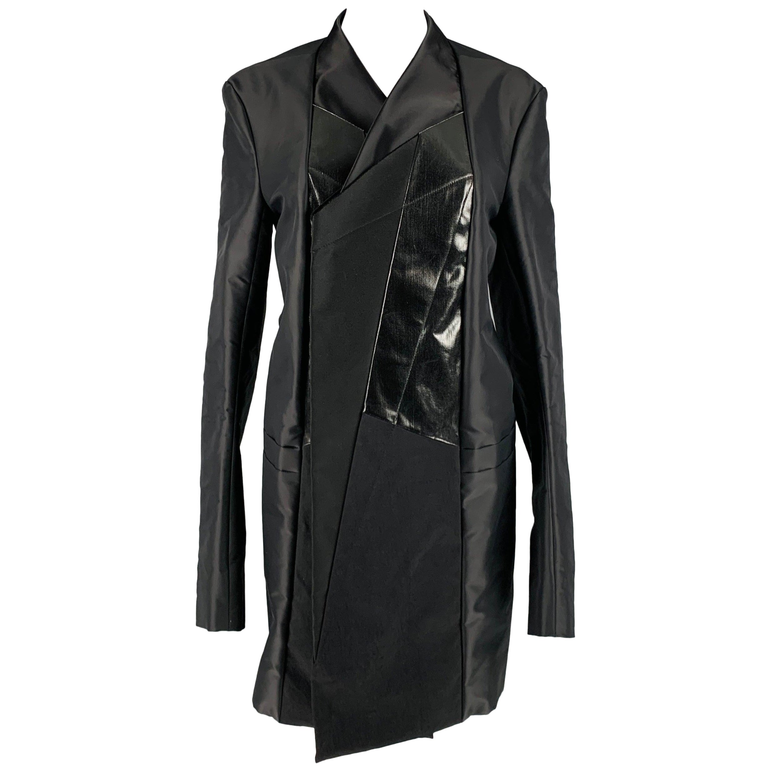 Rick Owens Taille 6 Manteau noir en nylon et coton en vente