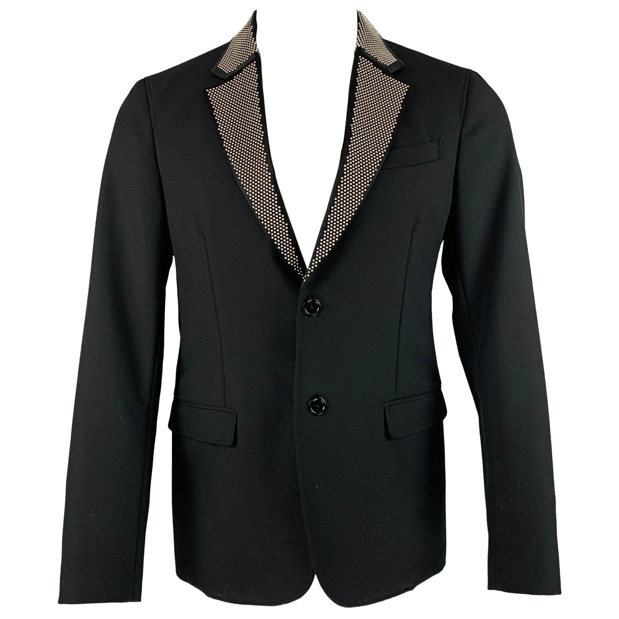 ALEXANDER MCQUEEN Size 38 Black Studded Wool Mohair Sport Coat For Sale