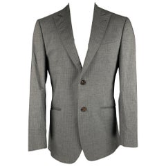 ETRO Taille 40 Manteau de sport en coton à rayures grises et brunes à patte unique