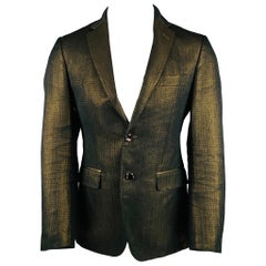 ETRO Size 38 Gold Black Jacquard Polyester Cotton Sport Coat