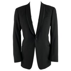 ARMANI COLLEZIONI Size 42 Black Solid Wool Shawl Collar Sport Coat