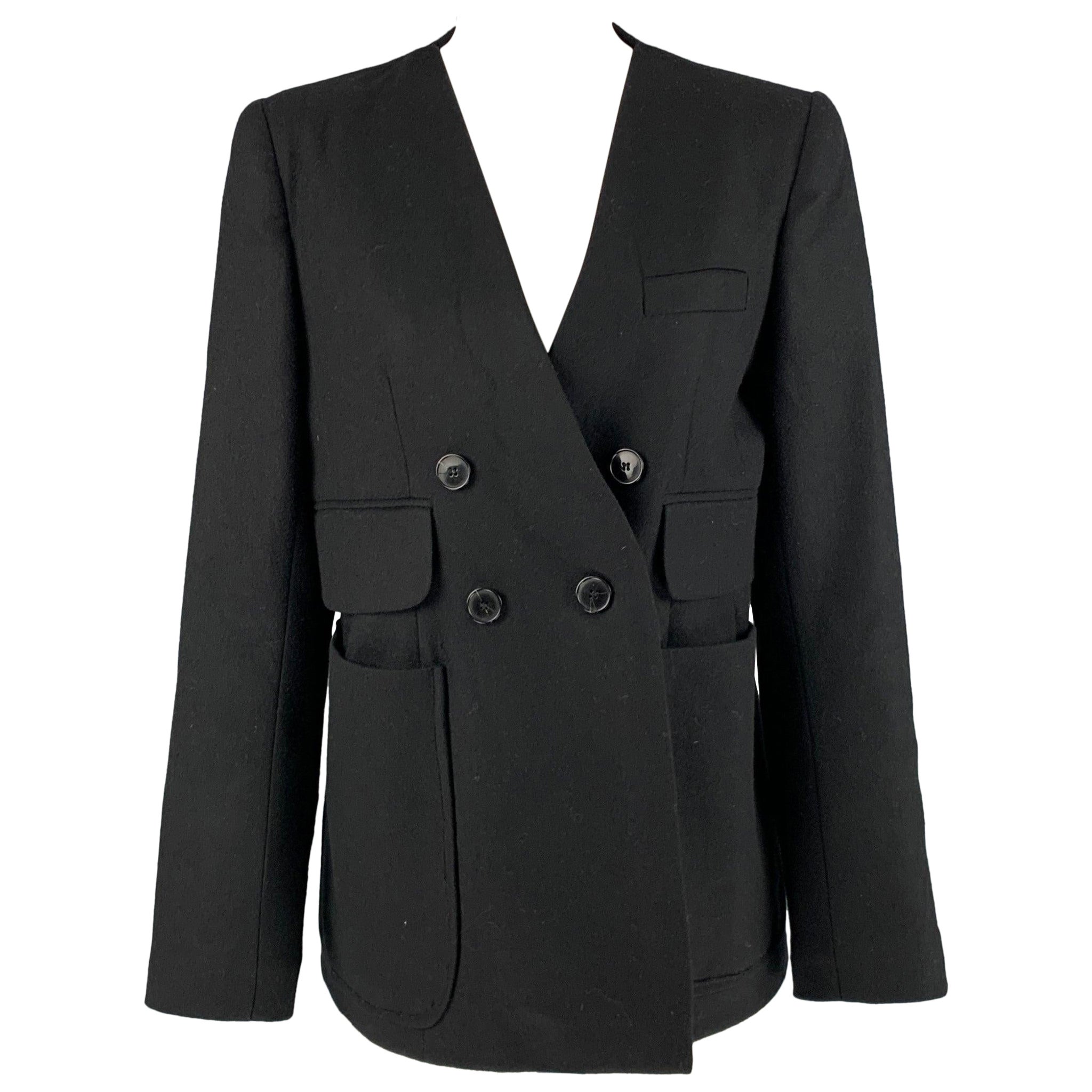 CARVEN Size L Black Wool Double Breasted Jacket