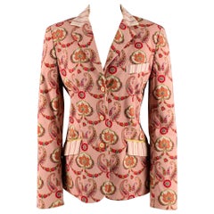 ETRO Taille M Rose Rouge Coton Elastane Paisley Blazer