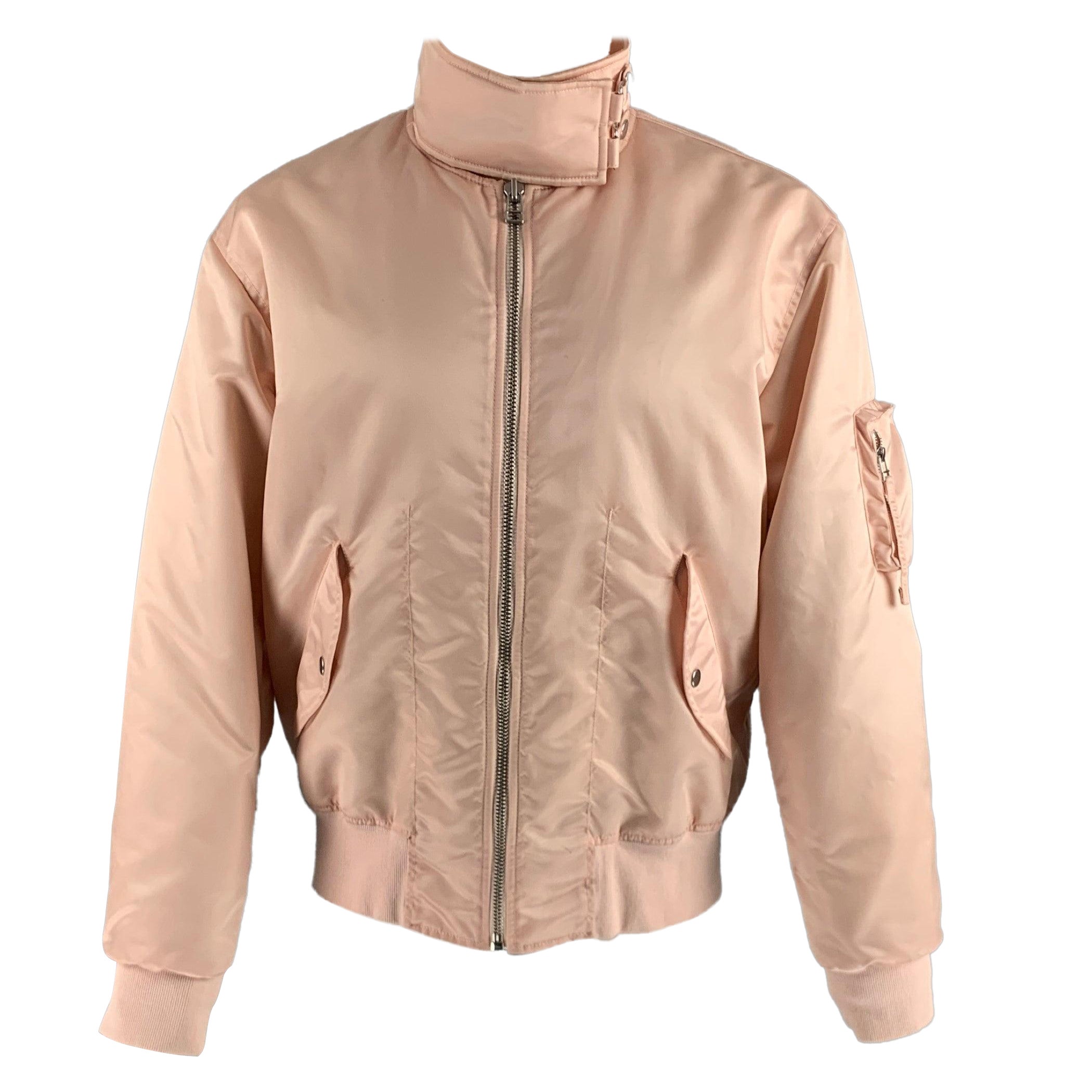 HELMUT LANG Size M Pink Nylon Bomber Jacket For Sale