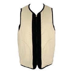 VISVIM Size M -Wawona Down Vest- Black Beige Tweed Wool Linen Zip Up Vest (gilet zippé en laine)