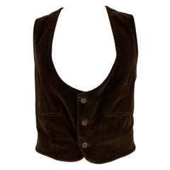 Giorgio Armani Taille 44 Gilet boutonné en coton velours Brown