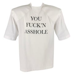 VETEMENTS Größe S Weiß Schwarzes Polyester-Schulterpolsterhosen-T-Shirt