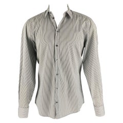 DOLCE & GABBANA Size M Black White Stripe Cotton Button Up Long Sleeve Shirt