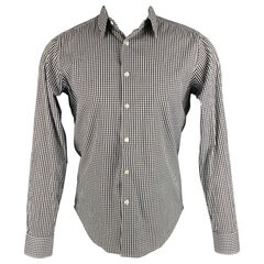 THEORY Größe S Schwarz-Weiß kariertes langärmeliges Hemd aus Baumwolle mit Knopfleiste