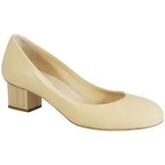 Chanel Nude Pump with Square Nude Enamel Heel - 36.5 at 1stDibs