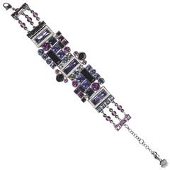 $2300 Christian Dior Chain Cuff Bracelet Pink Purple Crystal Cuff Rhinestone