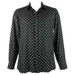 RALPH LAUREN Size L Black White Polka Dot Silk Button Up Long Sleeve Shirt