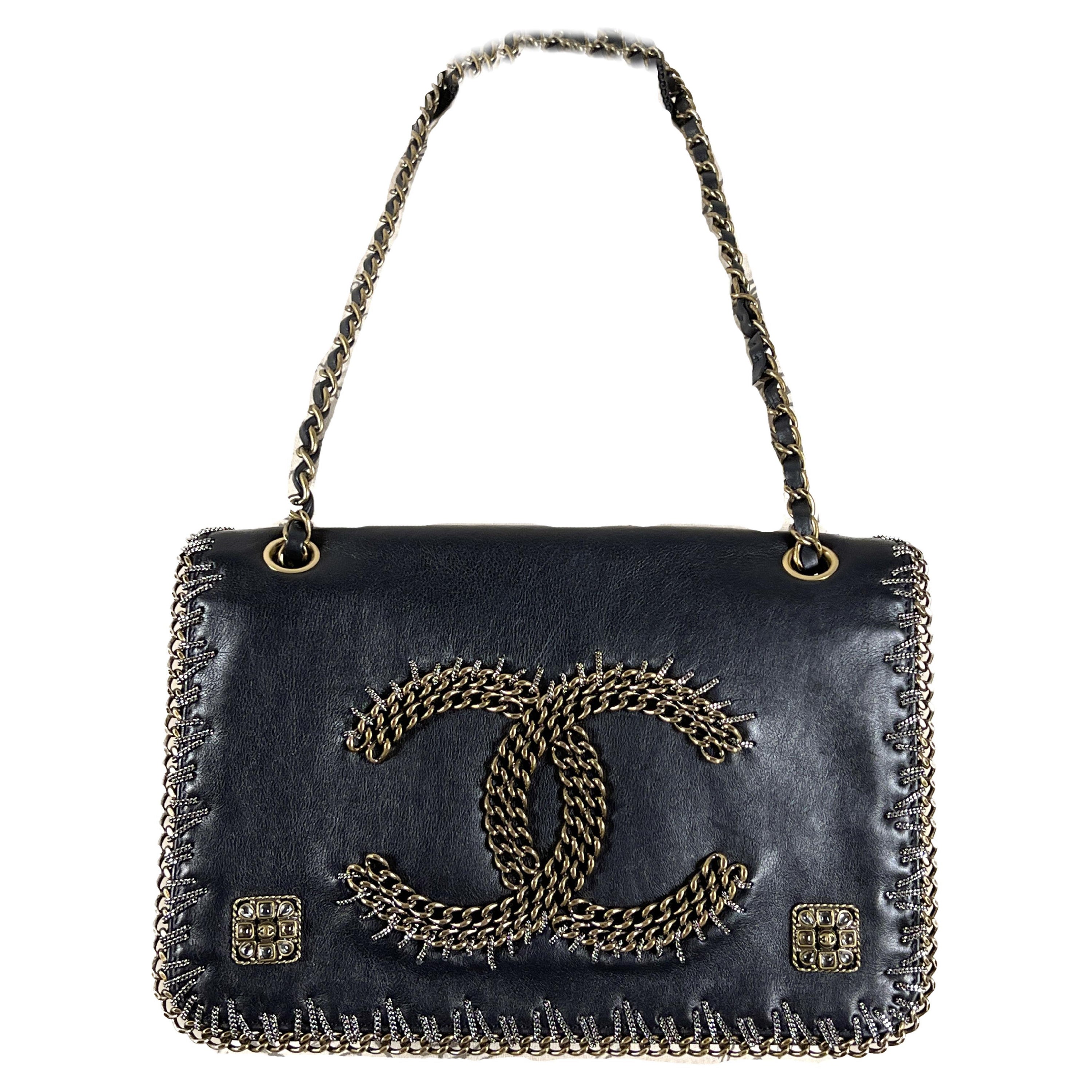 Chanel Extremely Rare Chain Trim Paris / Byzance Flap Bag For Sale