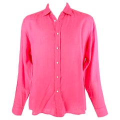 RALPH LAUREN Size XXL Pink Linen Spread Collar Long Sleeve Shirt