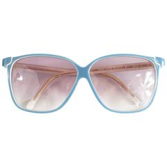 Balenciaga Blue and White Square Sunglasses - 1980's