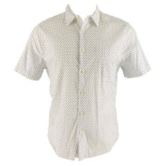 VINCE Size M White Black Abstract Lyocel / Cotton One pocket Short Sleeve Shirt