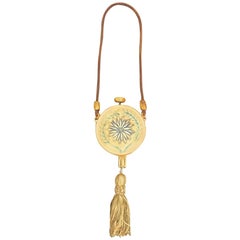 Antique 1920s floral celluloid tasseled dance purse nécessaire
