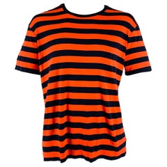 RALPH LAUREN Size XXL Orange Navy Stripe Cotton Crew-Neck T-shirt