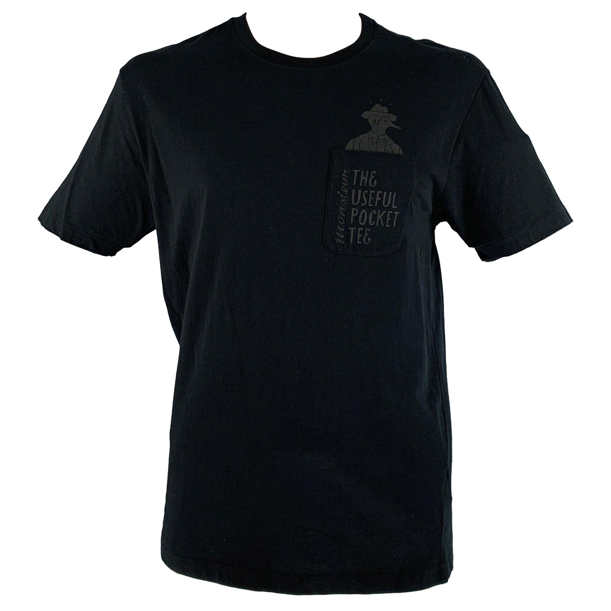 VIKTOR & ROLF Size XL Black Print Cotton One Pocket T-shirt For Sale