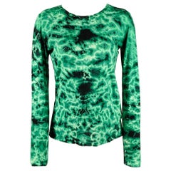 PROENZA SCHOULER Size S Green Black Cotton Tie Dye Long Sleeve Casual Top