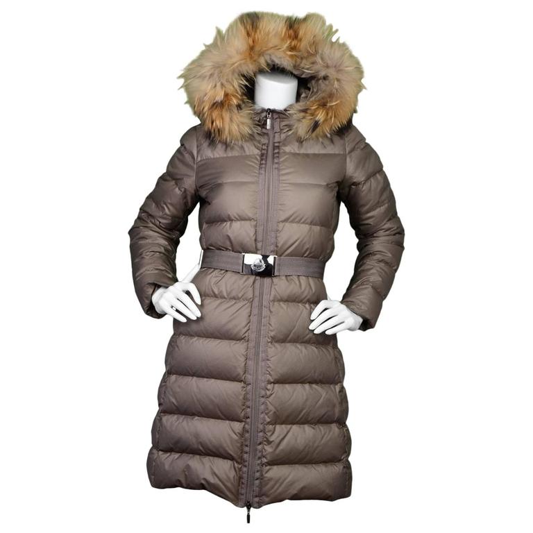Moncler Beige Nantesfur Long Puffer Coat w/ Raccon Fur Hood Sz 1 For ...