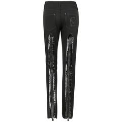 ALEXANDER MCQUEEN c.2007 Black Patent Leather Zipper Skull Pocket Wool Pants 6