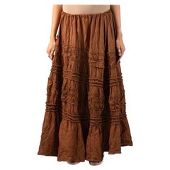 Victorian Copper Brown Silk Crepe Skirt