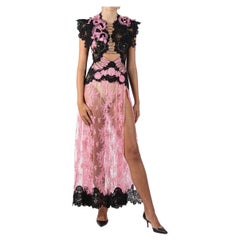Morphew Atelier Pink & Black Vintage Lace Gown