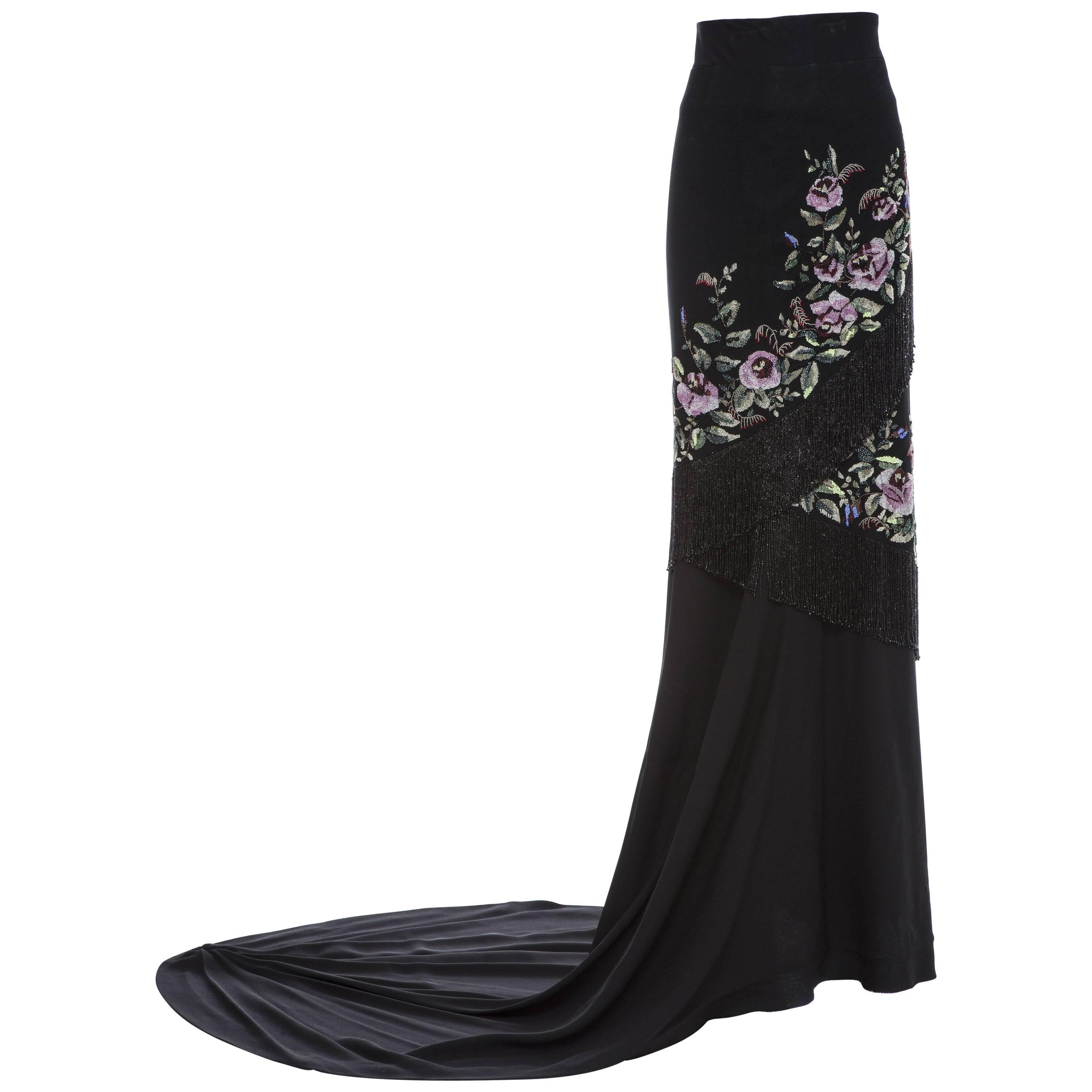  Alexander McQueen Givenchy Haute Couture Runway Black Beaded Skirt, Fall 1998 im Angebot