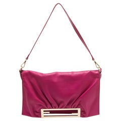 Fendi Fuchsia Leder-Umhängetasche mit Klappe