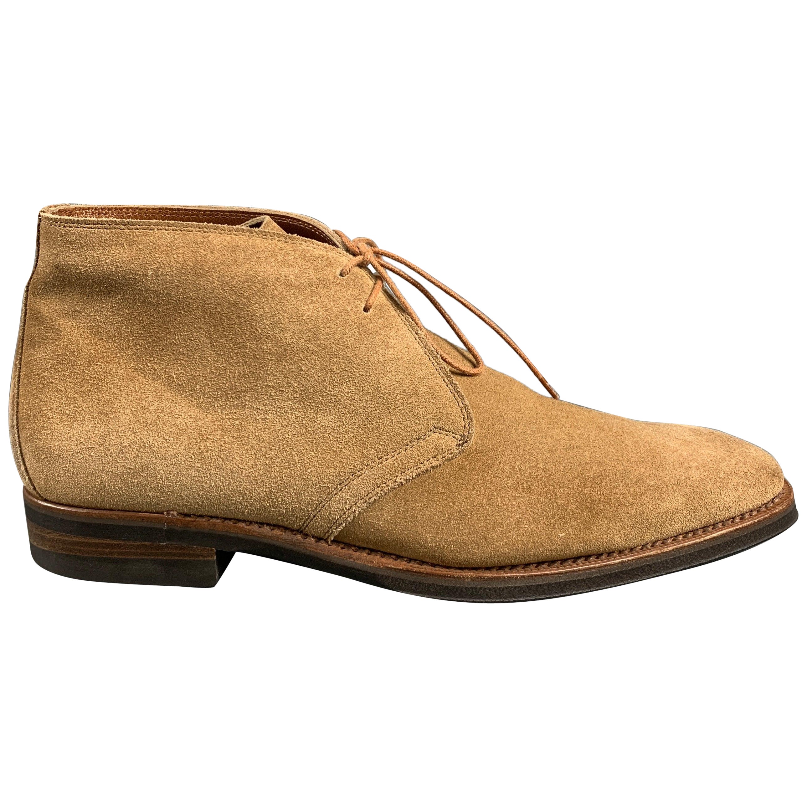 BATTISTONI Size 7 Camel Suede Lace Up Boots For Sale