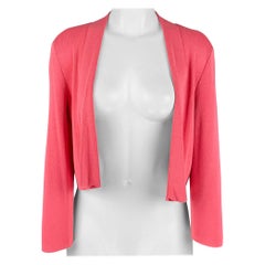 HUGO BOSS Size M Pink Viscose Cotton Rib Knit Cropped Open Front Cardigan