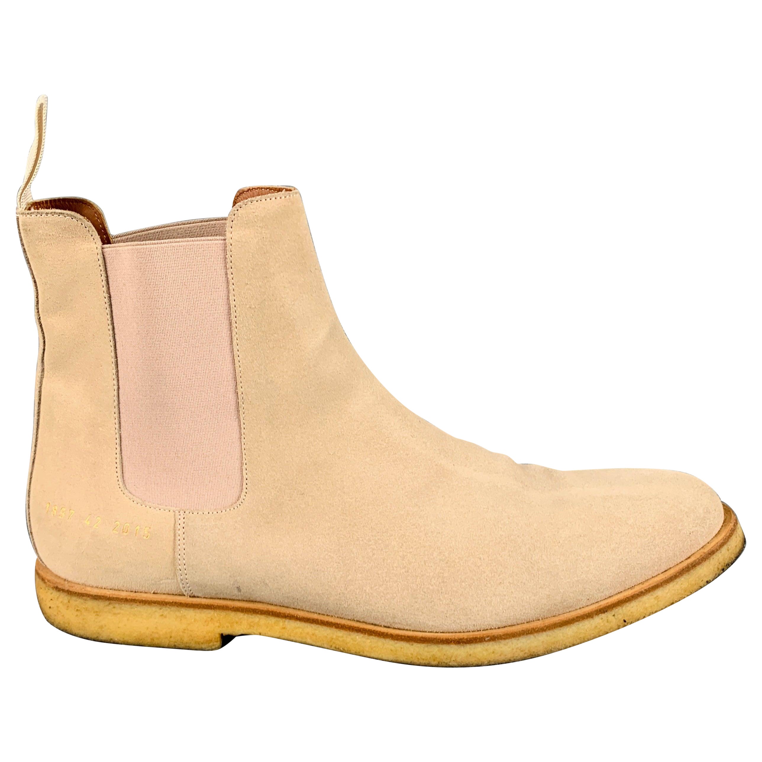 COMMON PROJECTS Size 9 Beige Suede Chelsea Ankle Boots For Sale