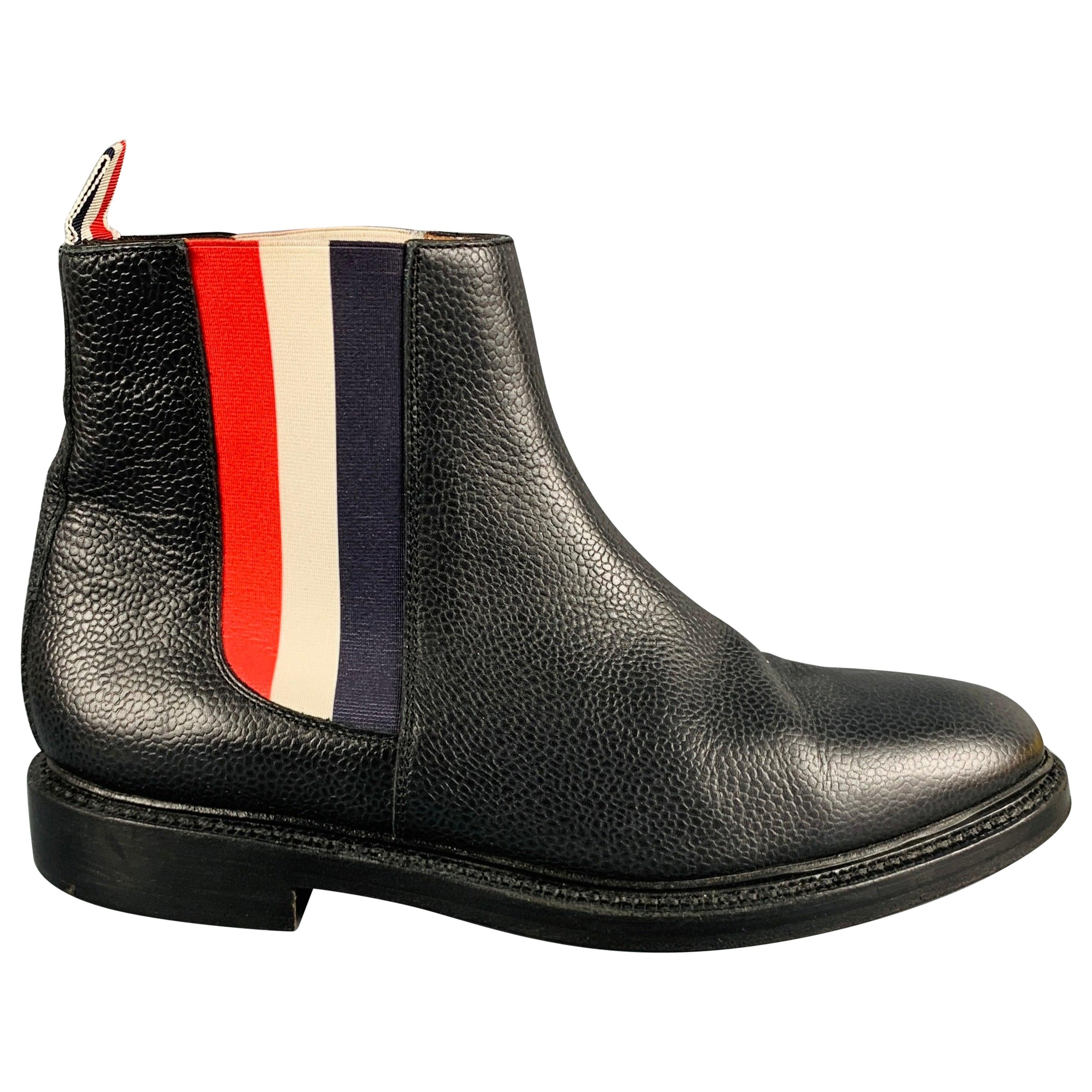 THOM BROWNE Size 9 Black Red White Chelsea Boots For Sale