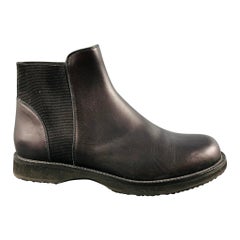 YOHJI YAMAMOTO Größe 10 Stiefel aus schwarzem Leder mit gemischten Materialien