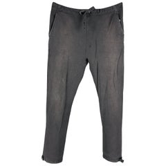 VISVIM -Schweathose DMGD- Größe S Schwarze Hose aus gewaschener Baumwolle mit Kordelzug Casual Hose