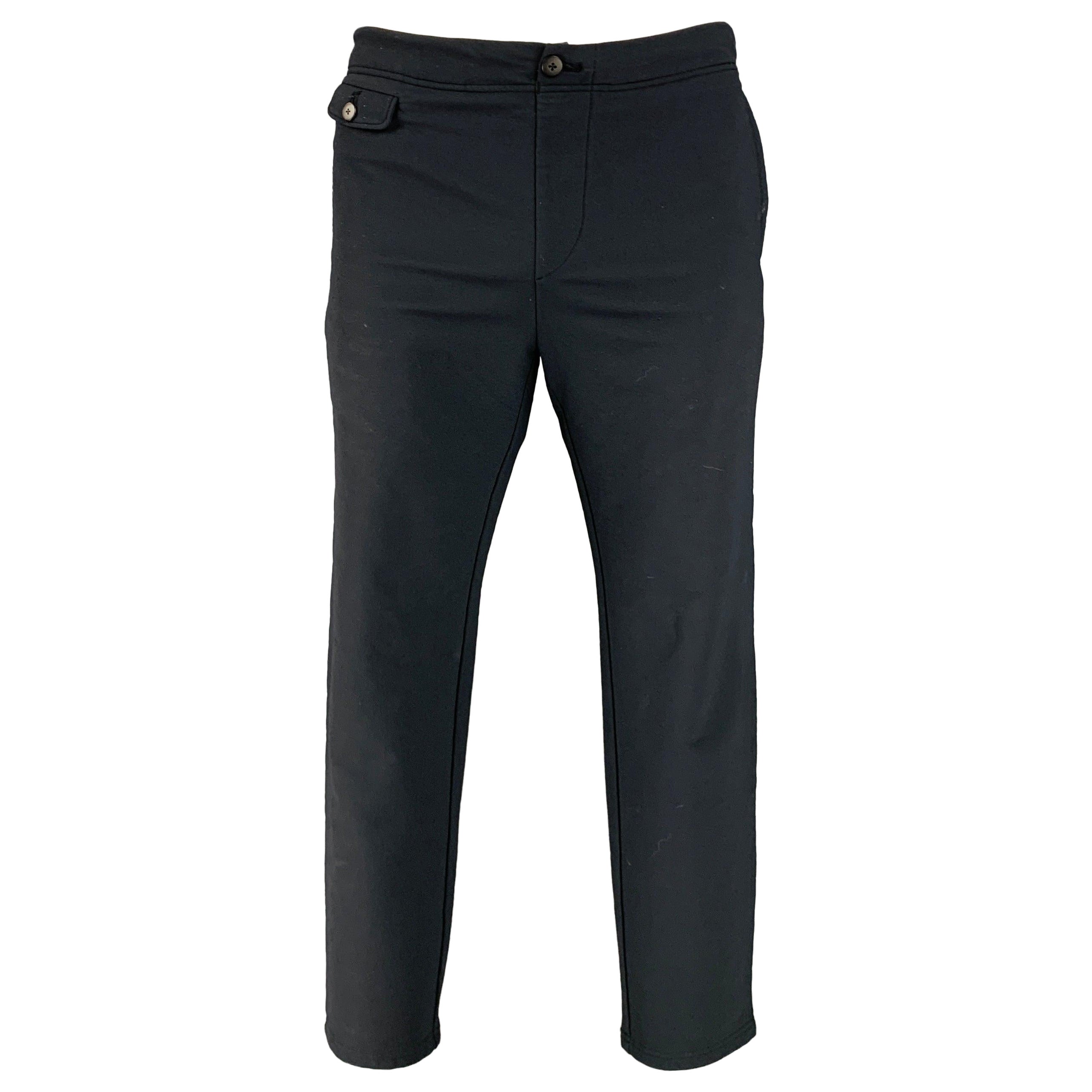 VISVIM Size L -VS High Water Elias- Black Nylon Blend Drawstring Casual Pants en vente