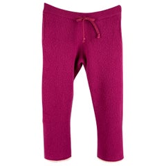 TS (S) Size M Purple Ribbed Wool Blend Drawstring Casual Pants (Pantalon décontracté en laine côtelée)