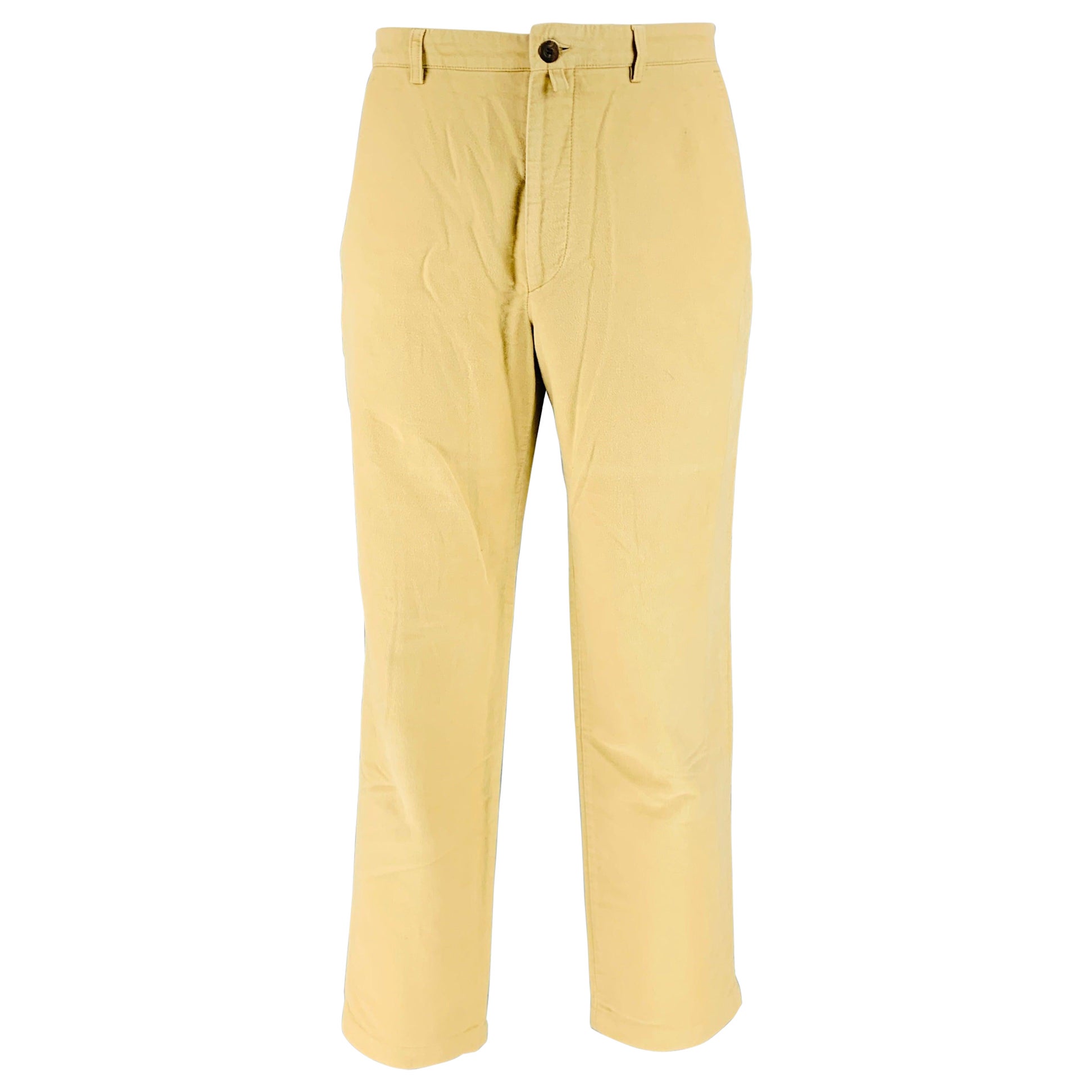 DRIES VAN NOTEN Size 34 Beige Cotton Flat Front Casual Pants For Sale