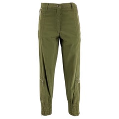 DRIES VAN NOTEN Taille 4 - Pantalon Casual Chino en coton vert avec manches élastiques