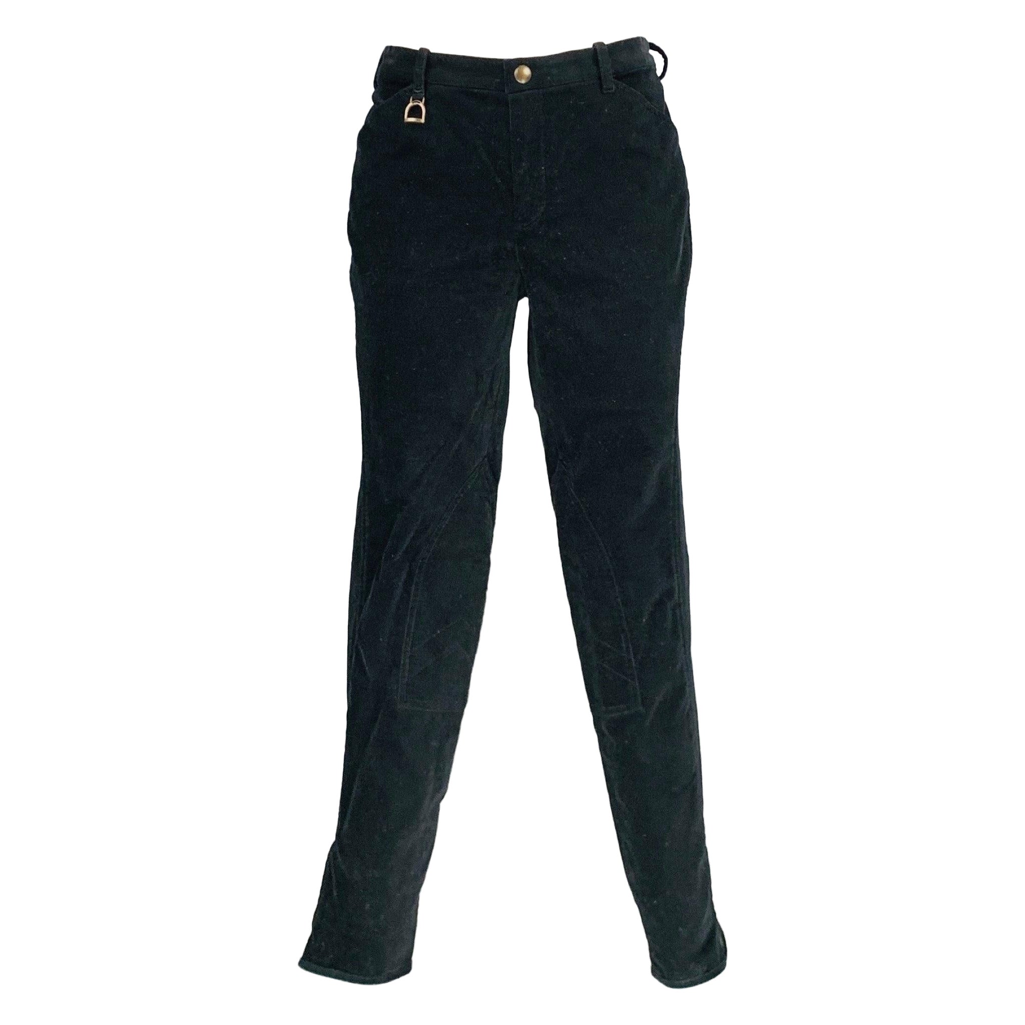 RALPH LAUREN Size 8 Black Cotton Elastane Casual Pants For Sale