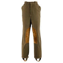 RALPH LAUREN Taille 10 - Pantalon cachemire Jodhpurs en daim patchwork de coton vert olive