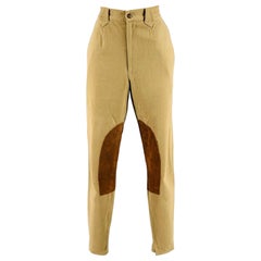 RALPH LAUREN Size 10 Khaki Brown Cotton Lycra Patchwork Suede Casual Pants