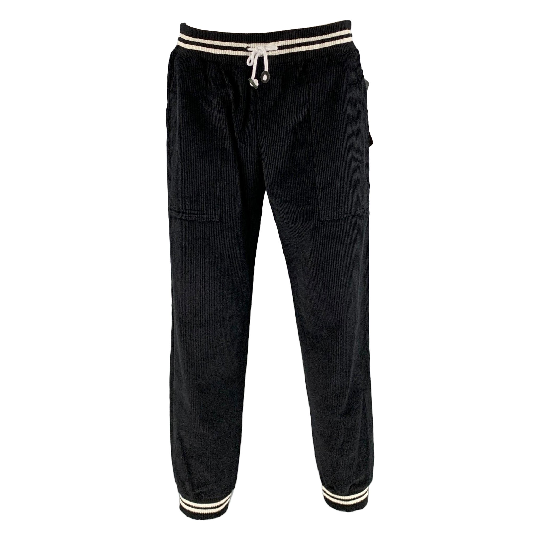 BAND OF OUTSIDERS Size XL Black White Corduroy Cotton Casual Pants For Sale