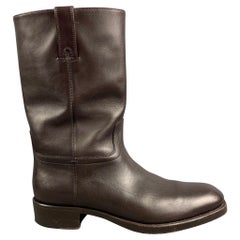 Used TOM FORD Size 10.5 Brown Solid Leather Pull On Boots