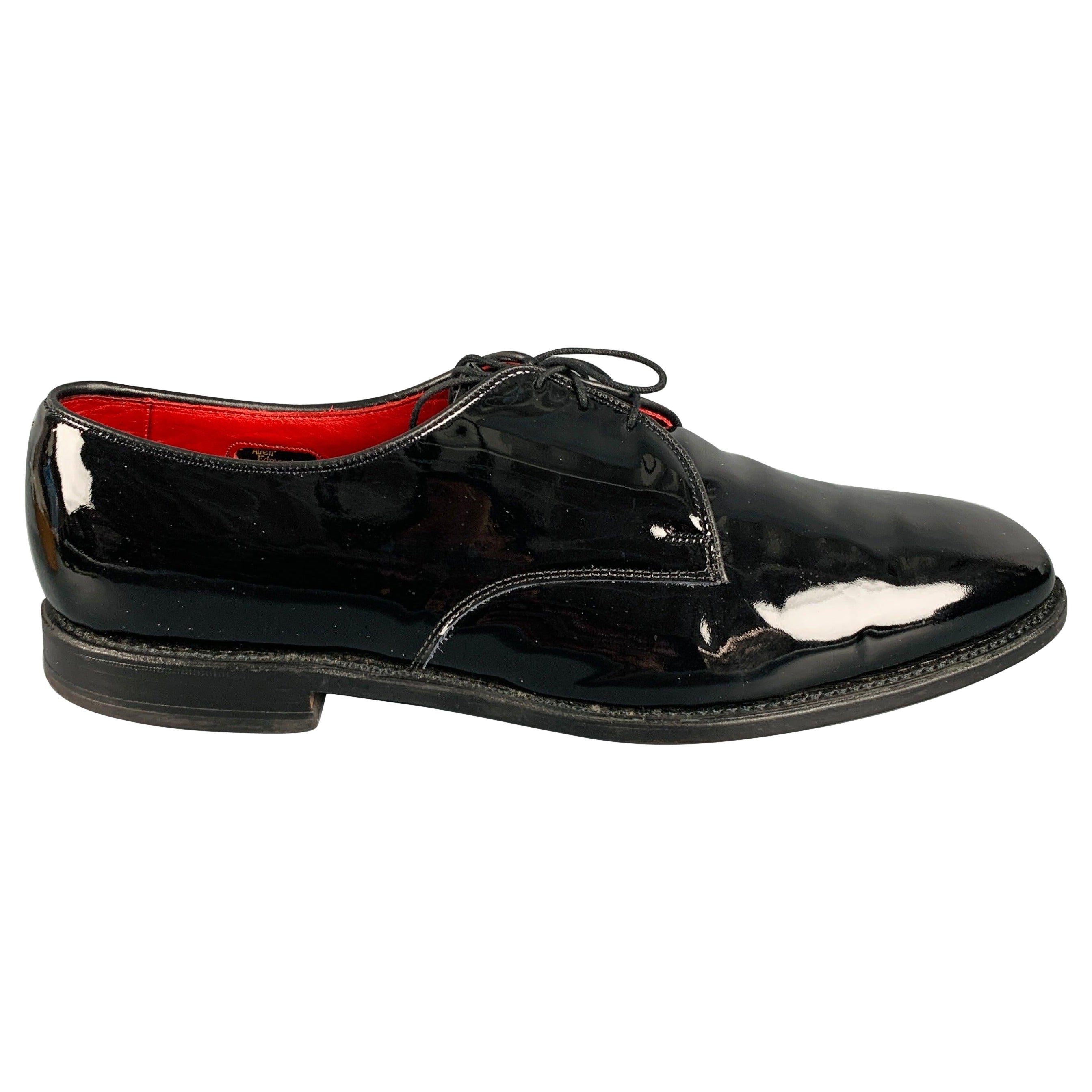 ALLEN EDMONDS Size 13 Black Patent Leather Lace-Up Shoes For Sale