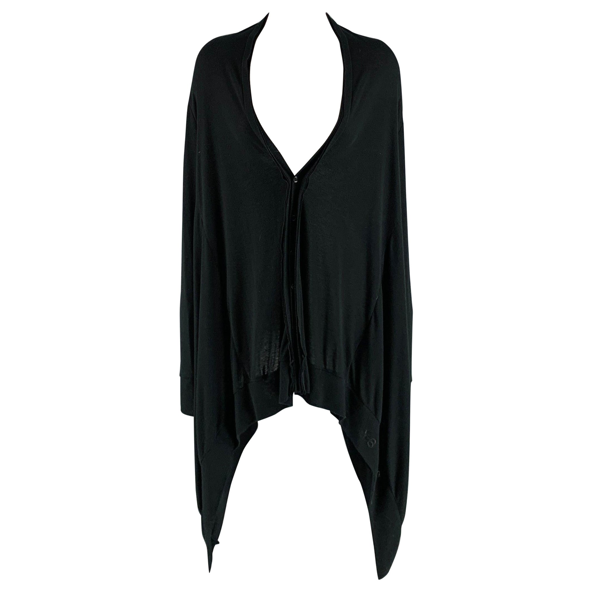 Y-3 Size M Black Polyester Viscose Hidden Buttons Cardigan For Sale