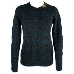 3.1 PHILLIP LIM Talla S Suéter de punto de lana dorada negra con hebilla de piel