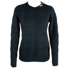 3.1 Phillips Lim Taille S Pull en maille de laine mélangée noire et dorée avec boucle en cuir