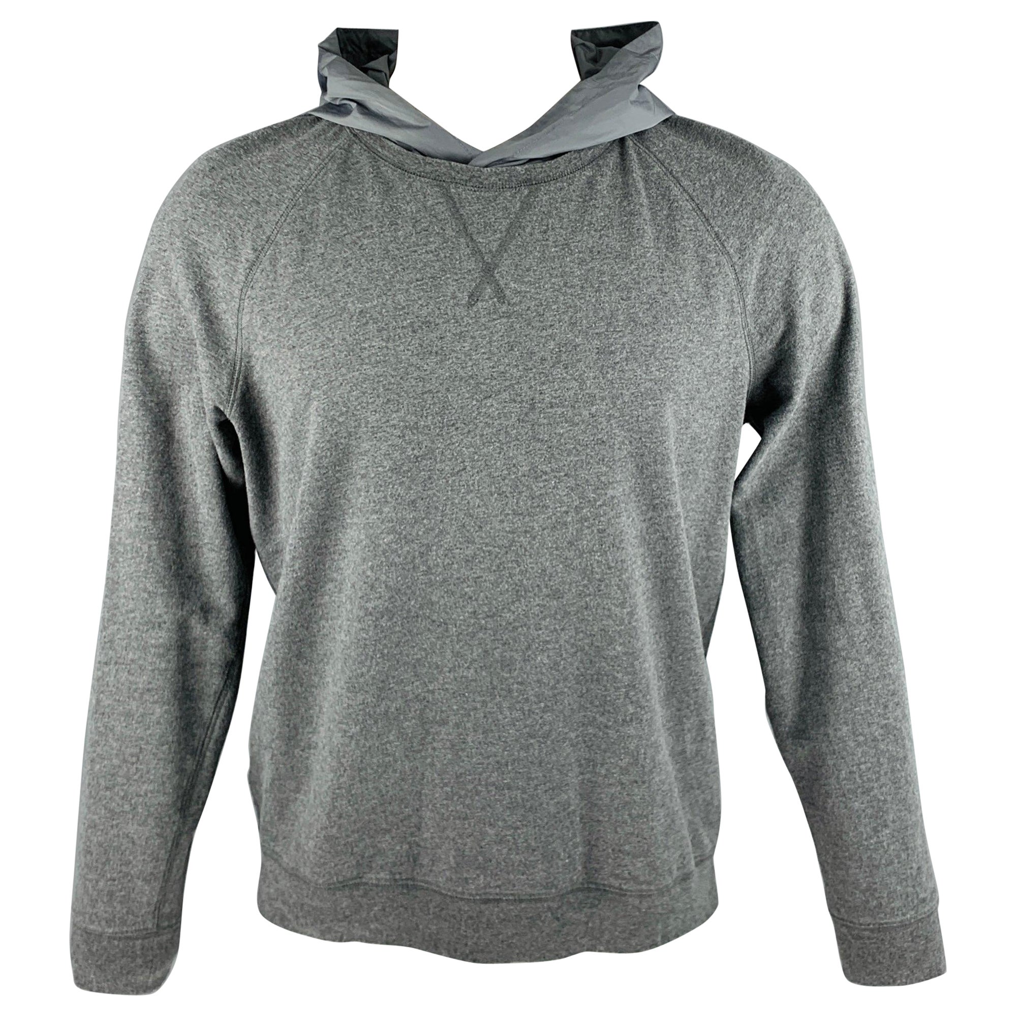 VINCE Size M Heather Grey Cotton Polyester Hoodie Sweatshirt For Sale